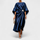Vestido longo de cetim brilhante luxuoso