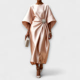 Vestido longo de cetim brilhante luxuoso