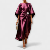 Vestido longo de cetim brilhante luxuoso