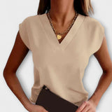 Top de verão feminino com decote em V e mangas soltas