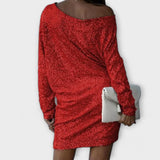 Vestido de lantejoulas com contraste