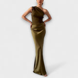 Vestido maxi elegante com um ombro