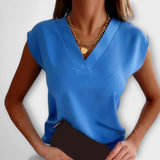 Top de verão feminino com decote em V e mangas soltas