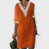 Vestido feminino de algodão e linho