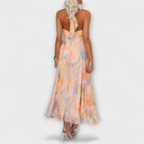 Hana – Vestido Maxi com Padrão Aquarela