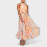 Hana – Vestido Maxi com Padrão Aquarela