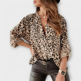 Blusa de moda com padrão de leopardo