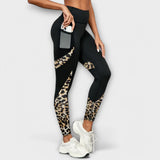 Calças de treino de cintura alta com padrão de leopardo