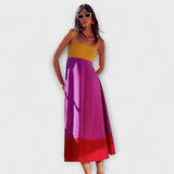 Vestido com alças em estilo de bloco de cor