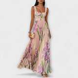 Vestido maxi de chiffon floral dobrado