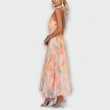 Hana – Vestido Maxi com Padrão Aquarela