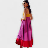 Vestido com alças em estilo de bloco de cor