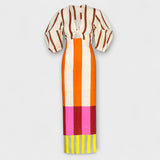 Kaya - Vestido maxi com decote e mangas balão