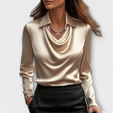 Filipa - Blusa Brilhante com Colarinho Chique