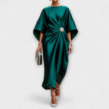 Vestido longo de cetim brilhante luxuoso
