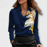 Filipa - Blusa Brilhante com Colarinho Chique