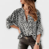 Blusa de moda com padrão de leopardo