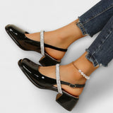 Celandra - Mary Janes com tiras brilhantes e salto bloco