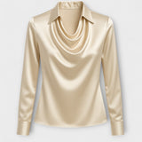 Filipa - Blusa Brilhante com Colarinho Chique