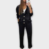 Chantal – Conjunto de cardigan e calças
