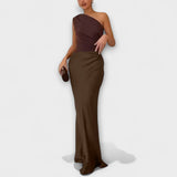 Vestido maxi elegante com um ombro