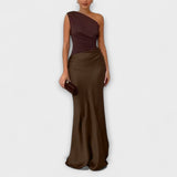 Vestido maxi elegante com um ombro
