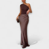 Vestido maxi elegante com um ombro