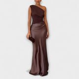 Vestido maxi elegante com um ombro