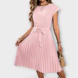 Claire - Manga Curta, Armazenada, Vestido Mini Casual