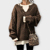 Pulôver de malha oversized com padrão de tranças