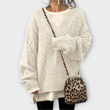 Pulôver de malha oversized com padrão de tranças