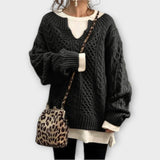 Pulôver de malha oversized com padrão de tranças