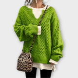 Pulôver de malha oversized com padrão de tranças