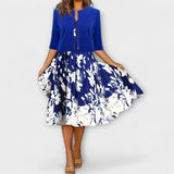 Vestido midi de verão elegante para mulheres com blazer