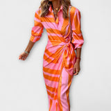 Clarissa - Vestido Midi de Camisa Listrado