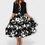 Vestido midi de verão elegante para mulheres com blazer