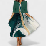 Vestido midi de verão elegante para mulheres com blazer