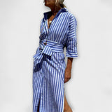 Edite - Vestido Camisa Listrado Elegante