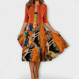 Vestido midi de verão elegante para mulheres com blazer