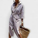 Edite - Vestido Camisa Listrado Elegante