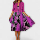 Vestido midi de verão elegante para mulheres com blazer
