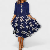 Vestido midi de verão elegante para mulheres com blazer