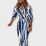 Clarissa - Vestido Midi de Camisa Listrado