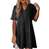 Chá - Vestido Mini Casual com Decote em V