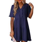 Chá - Vestido Mini Casual com Decote em V