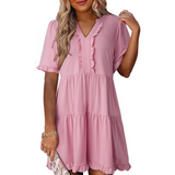 Chá - Vestido Mini Casual com Decote em V