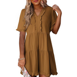 Chá - Vestido Mini Casual com Decote em V