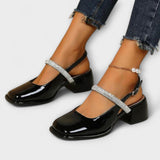 Celandra - Mary Janes com tiras brilhantes e salto bloco