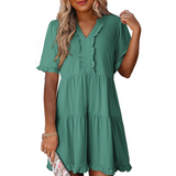Chá - Vestido Mini Casual com Decote em V