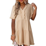 Chá - Vestido Mini Casual com Decote em V